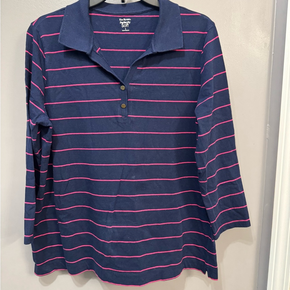 Kim Rogers Navy and Pink Polo Shirt